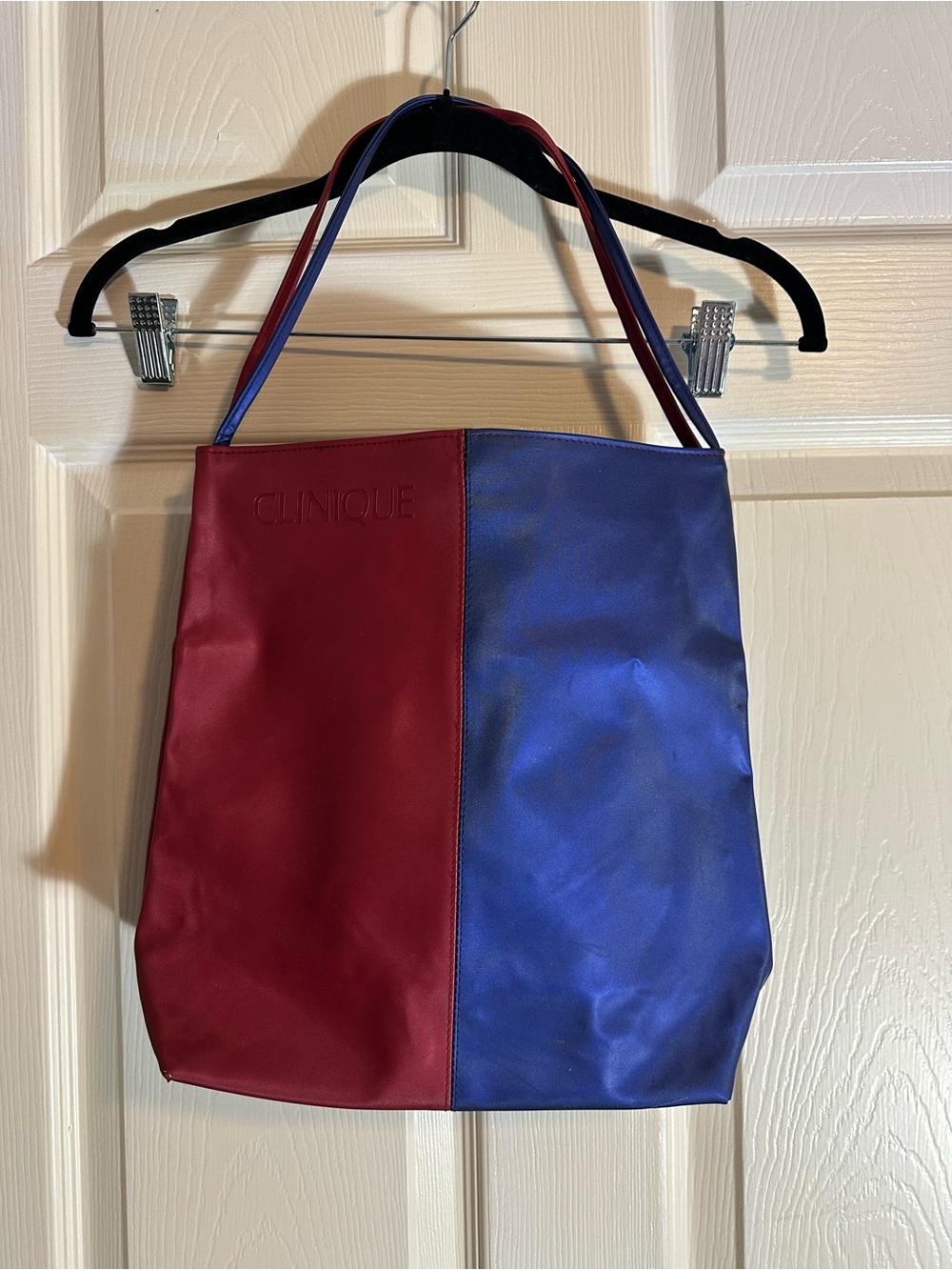 Clinique Colorblock Red and Blue Tote